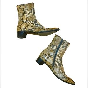Prada Vintage Python Snakeskin Leather Pointed Square Toe Boots